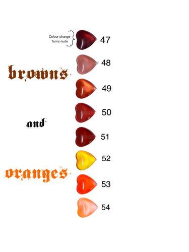 Single Colour-Full Set of 10 Gel Nails. BROWNS/ORANGES -Choose your size, shape, colour CUSTOM SIZES