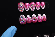 Glamour Hearts PREMADE size SMALL press on gel nails. READY TO SHIP