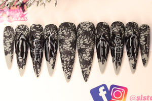 Skele Bats. XXLong Nails size Large