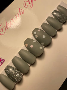 Grey Hearts- PREMADE SIZE LARGE